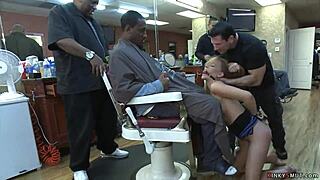 Bound Sub Gets Anal Fucked Hard in Public Barbershop