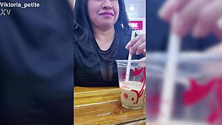 Big natural tits drip milk in the heat