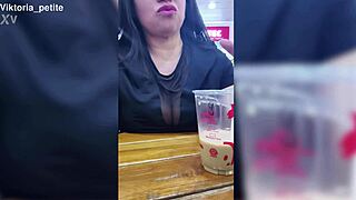 Big natural tits drip milk in the heat