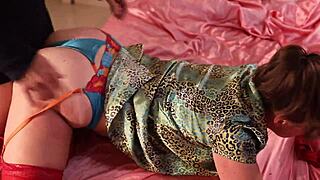 french amateur in satin lingerie gets her pussy fucked deep with balls licking and spanking