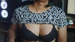 mitha shemale strokes cock solo in office