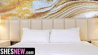 Petite freckled babe Demi Hawks rides cock pro in first audition