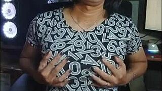 mitha shemale strokes cock solo in office