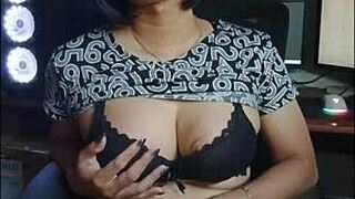 mitha shemale strokes cock solo in office