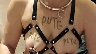 Slave Masturbates Bound in Tight Harness Restraints