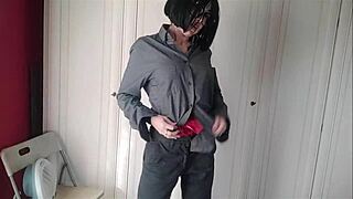 chantalchannel teases wet in secretary stockings and heels