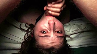 skinny babe screams riding rough cock to cum swallow