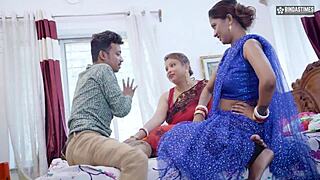 desi guy shows satisfying two horny wives in hot threesome