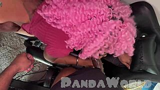 MMF Ebony Anal Slut Spit-Roasted on Gaming Chair