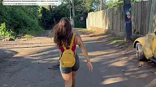 bicycle ride without panties flashing the city with damiana