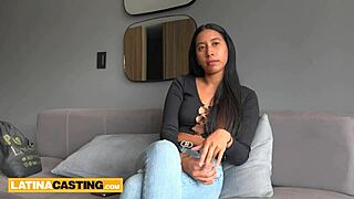 Slim Colombian Temptress in Red Lingerie Rides Thick Cock