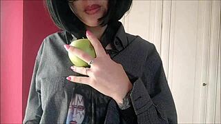 chantalchannel teases wet in secretary stockings and heels