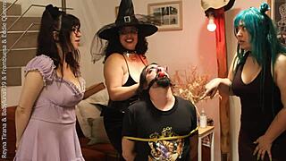 pregnant witch dresses sub maid with two others for demon sex ritual