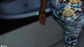 she excitedly tries new lycra pants and body