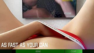 babe fights orgasm in intense jerk off instruction cum challenge