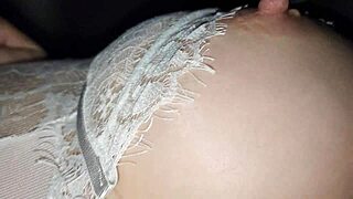 jerking off huge load onto sleeping best friend's big tits