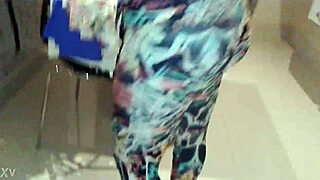 she excitedly tries new lycra pants and body