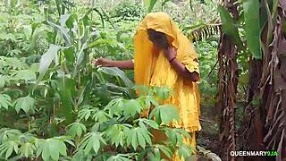 bbw lagos landlady rides big black cock hard during wet farm inspection pov