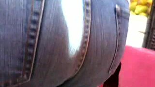 curvy milf struts in tight jeans