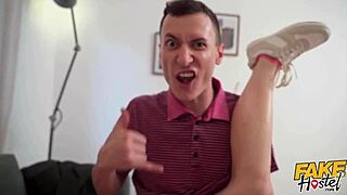 sexy natural babe dorm threesome with two monster cocks first time