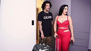 Skinny Tattooed Stepmom Shares Hotel Bed with Stepson's Huge Cravings