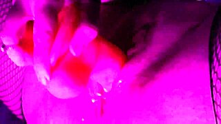 Squirting hard on my favorite pink dildo in stockings