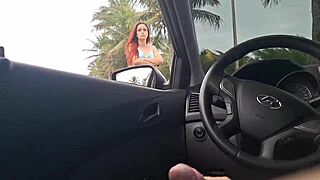 Risky Masturbation for Pretty Girl on Beach Sidewalk