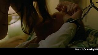 Alexandra Daddario stripped bare bound on sofa for intense play