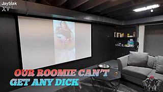 our roomie is desperate for any hard cock to fill her up