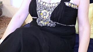 busty gilf mariaold strip-dances seductively in sheer stockings