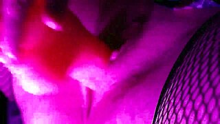 Squirting hard on my favorite pink dildo in stockings