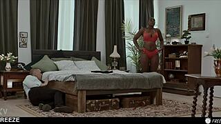 Time Traveler Freezes and Face Fucks Busty Black Secretary Doll