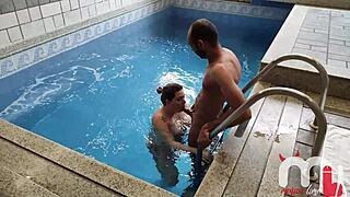 pregnant wife fucks trainer while cuck hubby films cumshots!