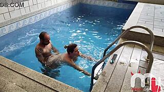 pregnant wife fucks trainer while cuck hubby films cumshots!