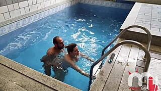 pregnant wife fucks trainer while cuck hubby films cumshots!