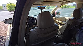 cheating brunette milf rides cock publicly in parking lot exposed