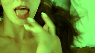 Milk Dripping from Slim Body on Cozy Bed