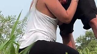 curvy milf nearly caught fucking big cock in public park