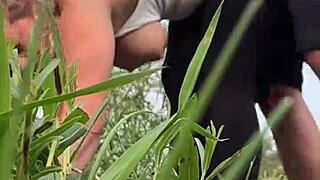 curvy milf nearly caught fucking big cock in public park