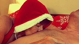 granny carmen claus sucks classic cock in christmas frenzy!