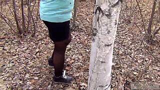 Married Russian Wife Fucks Outdoors in Pantyhose Swallows Cum