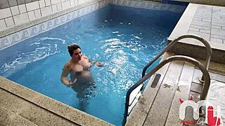 pregnant wife fucks trainer while cuck hubby films cumshots!