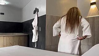 curvy blonde milf welcomes stud to new home for deep ass pounding creampie