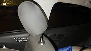 Paolla hotwife teaches huge black cock to fuck her car cuckold watches