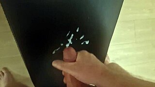 Amateur blasts thick cum all over his workout bench after solo pumping!