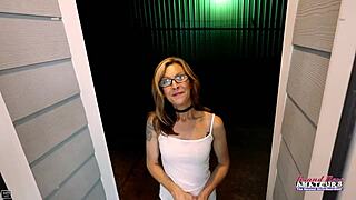 petite tattooed bridgett gags on huge cock swallows every drop