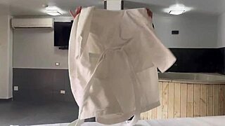 curvy blonde milf welcomes stud to new home for deep ass pounding creampie