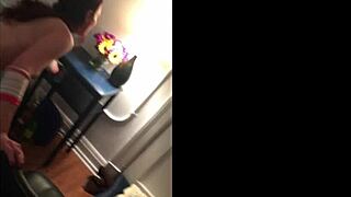 Amateur Brunette Camgirl Trish Rides Sucks Boy Toy Cock On Phone!