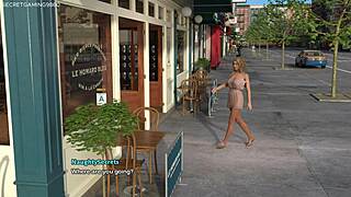 Bimbo blonde masturbates nude public with toy busty tits shaking sexy 3D game