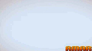 busty blonde amaris drowns in squirting ecstasy over shaved pussy